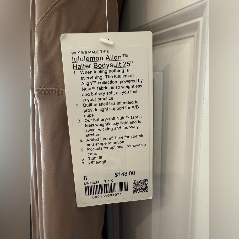 Lululemon Align Halter Bodysuit 25” Taupetastic - Size 8 - Picture 5 of 9